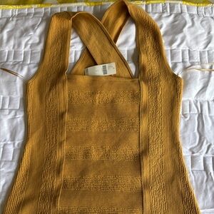 Anthropologie Maeve Mustard Knit Top